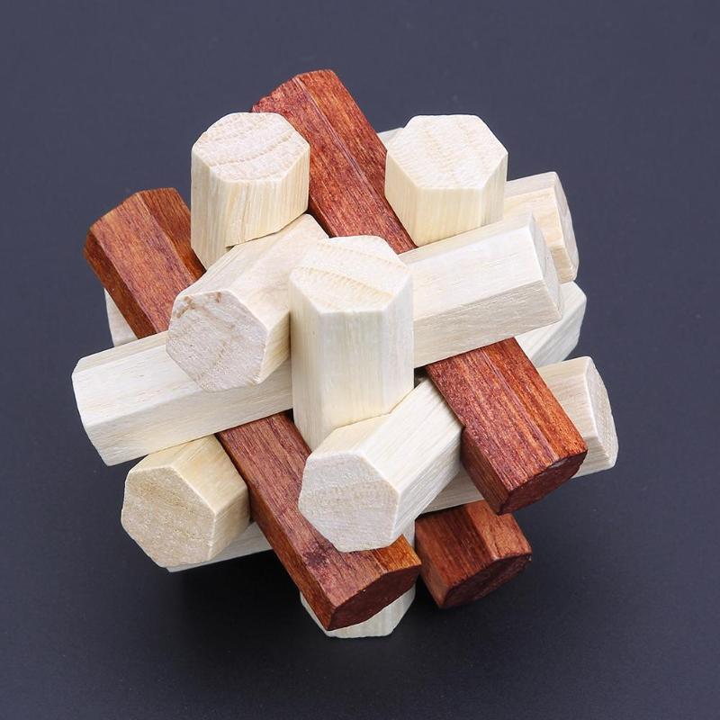 Kongming 3D Wooden Puzzles Luban Lock Chinese Unisex Geometric Shape Toy Creative Brain Teaser Unlock Toy Gift for Kids Adult